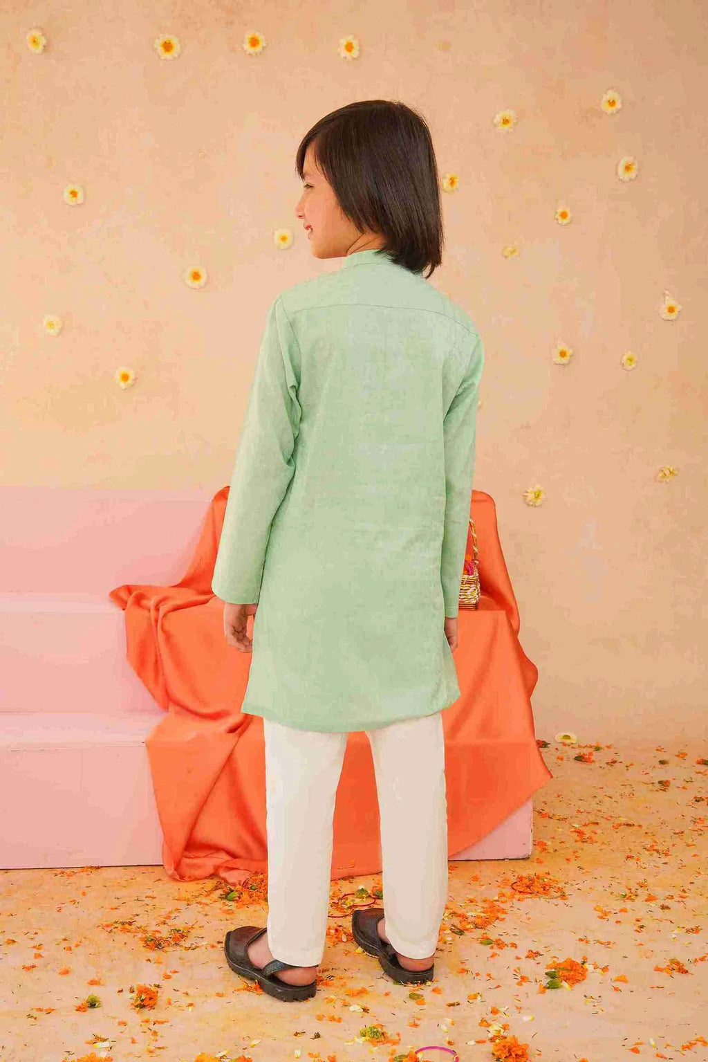 Boys' Sky Blue Cotton Kurta & Trouser Set