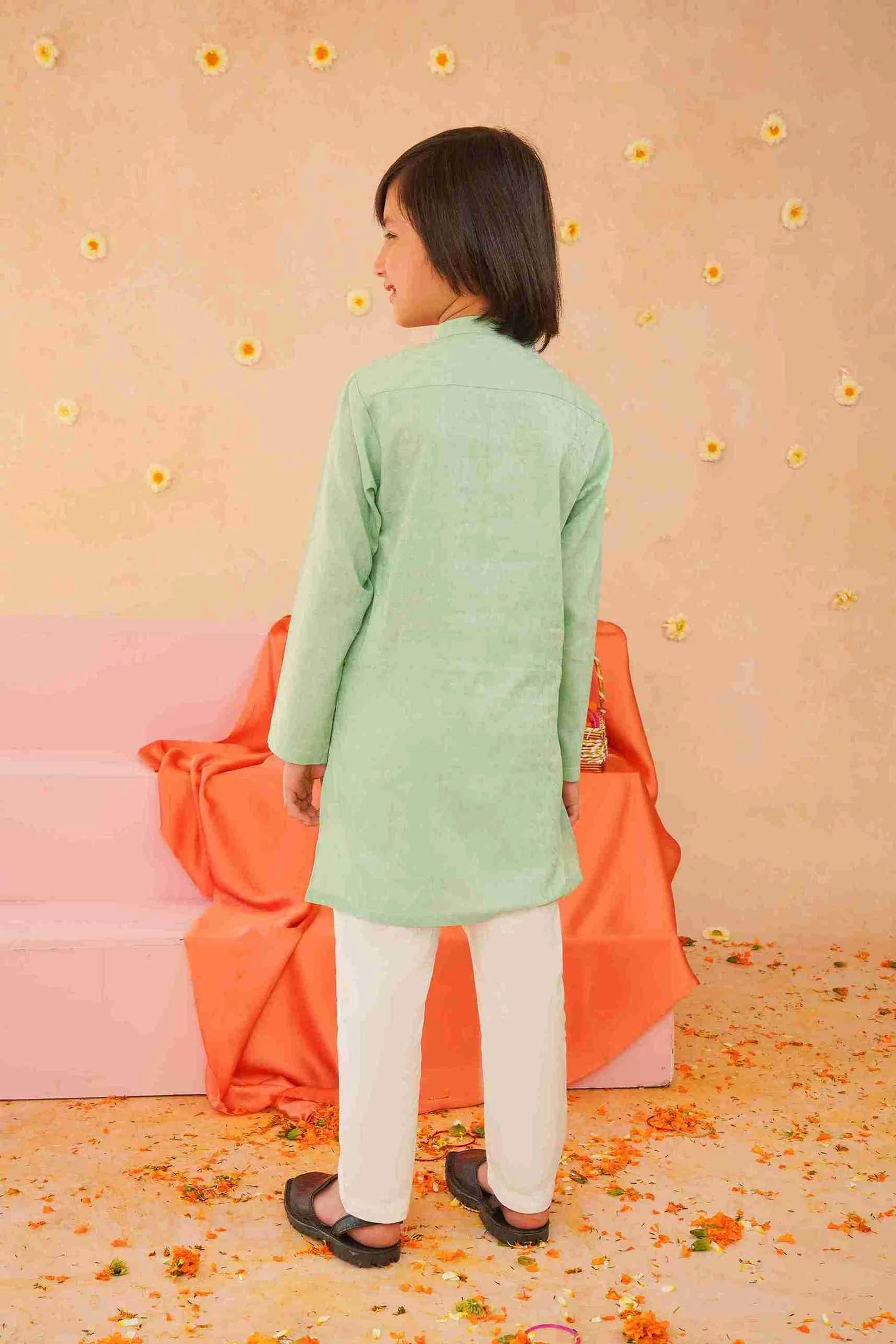 Boys' Sky Blue Cotton Kurta & Trouser Set