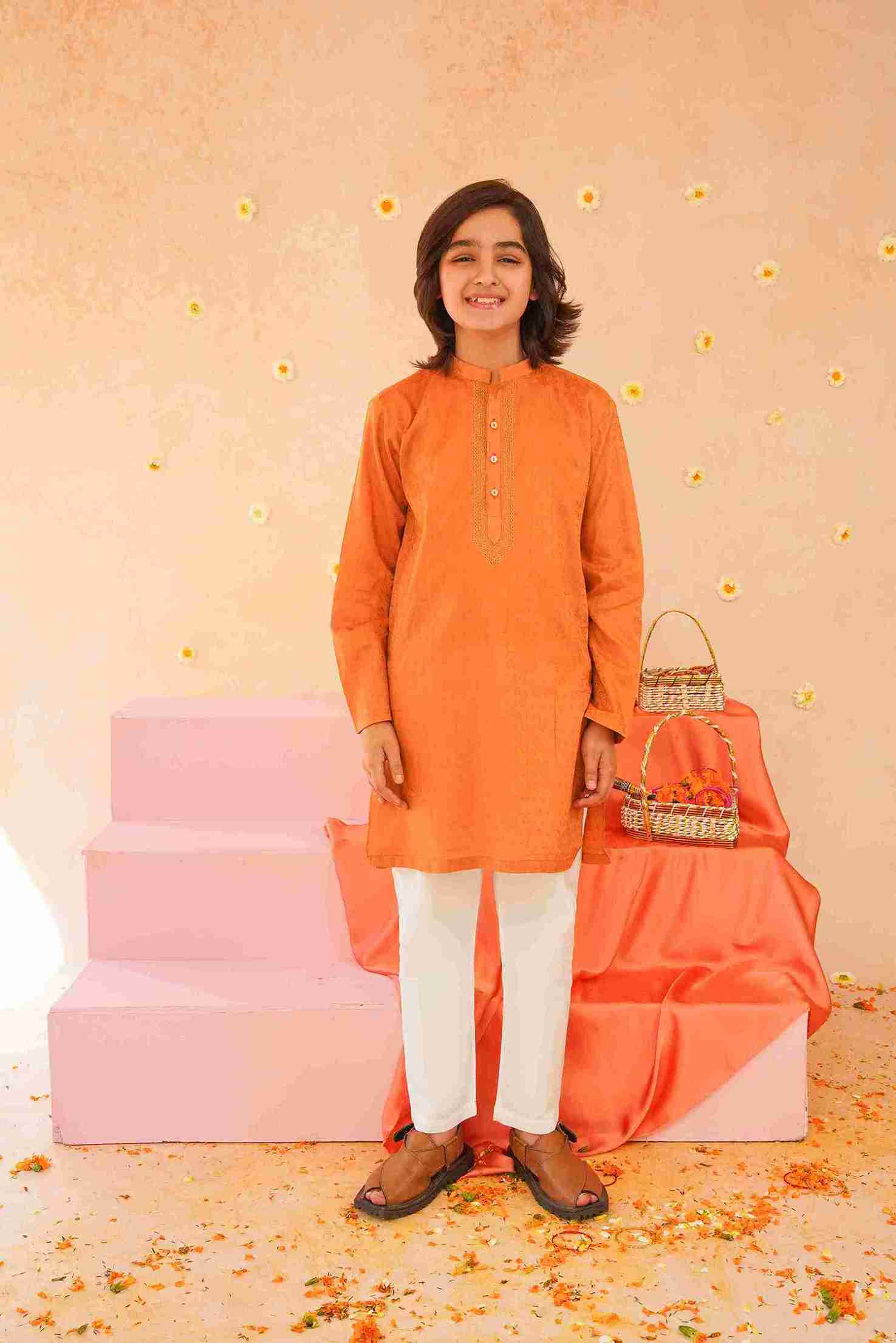 Boys' Cotton Pink Kurta & Trouser Set | Stylish Festive Wear