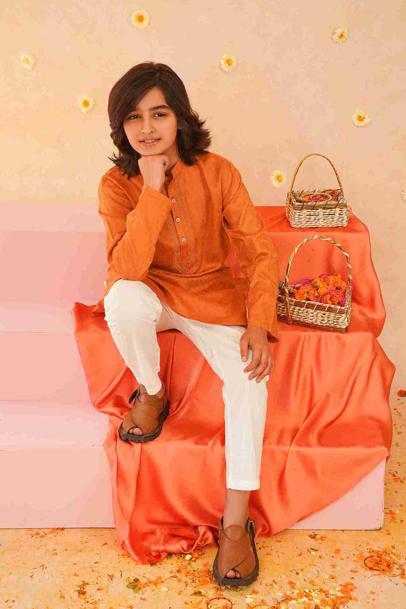 Boys' Cotton Pink Kurta & Trouser Set | Stylish Festive Wear