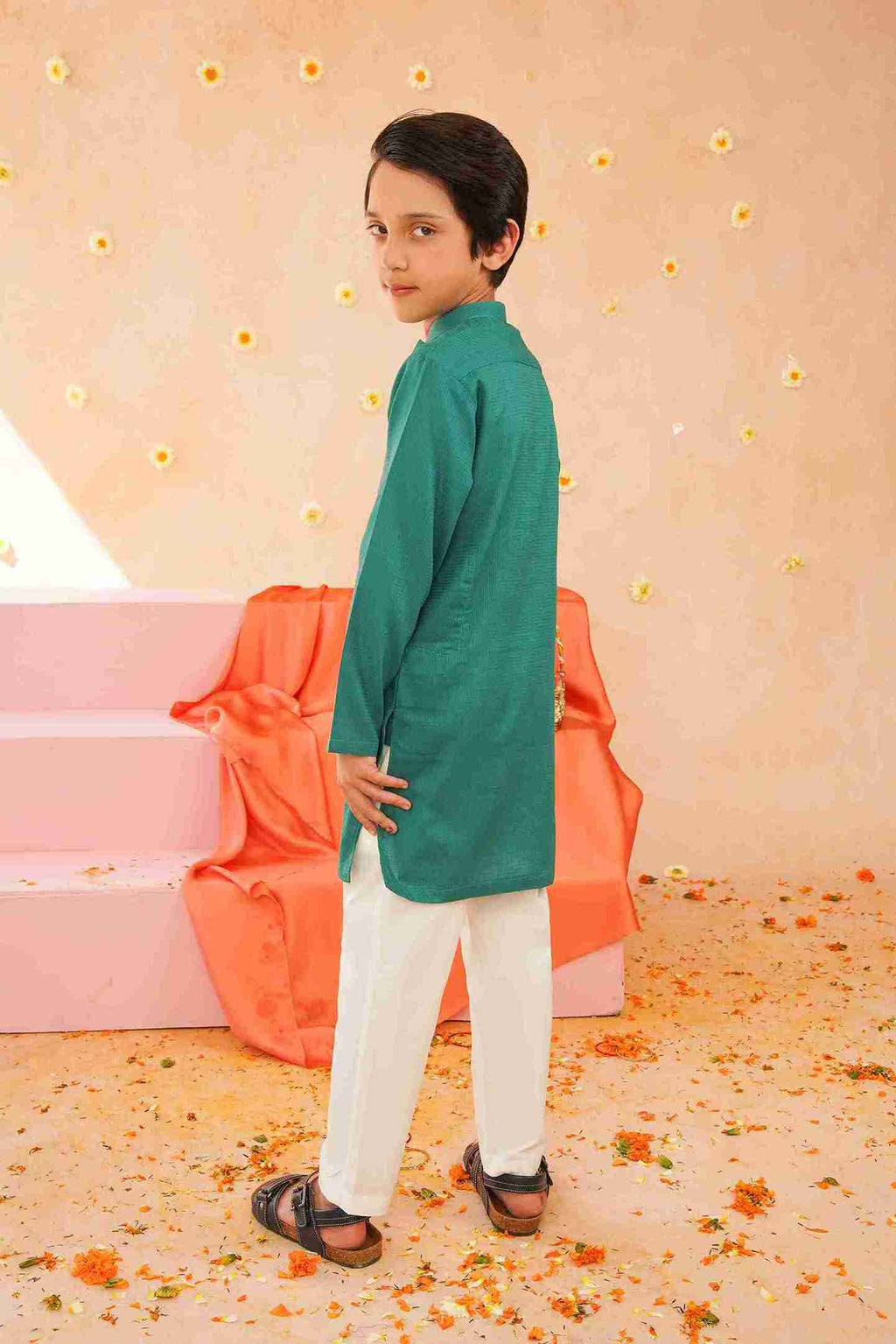 Boys Green Cotton Kurta | Breathable Ethnic Wear